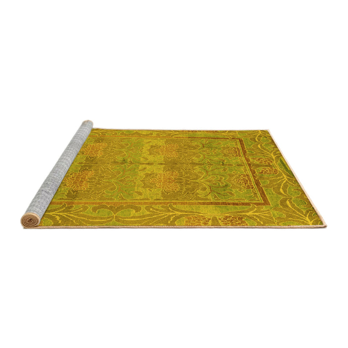 Sideview of Machine Washable Oriental Yellow Traditional Rug, wshabs1674yw