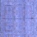 Square Machine Washable Oriental Blue Traditional Rug, wshabs1674blu