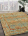 Machine Washable Abstract Metallic Gold Rug in a Family Room, wshabs1674