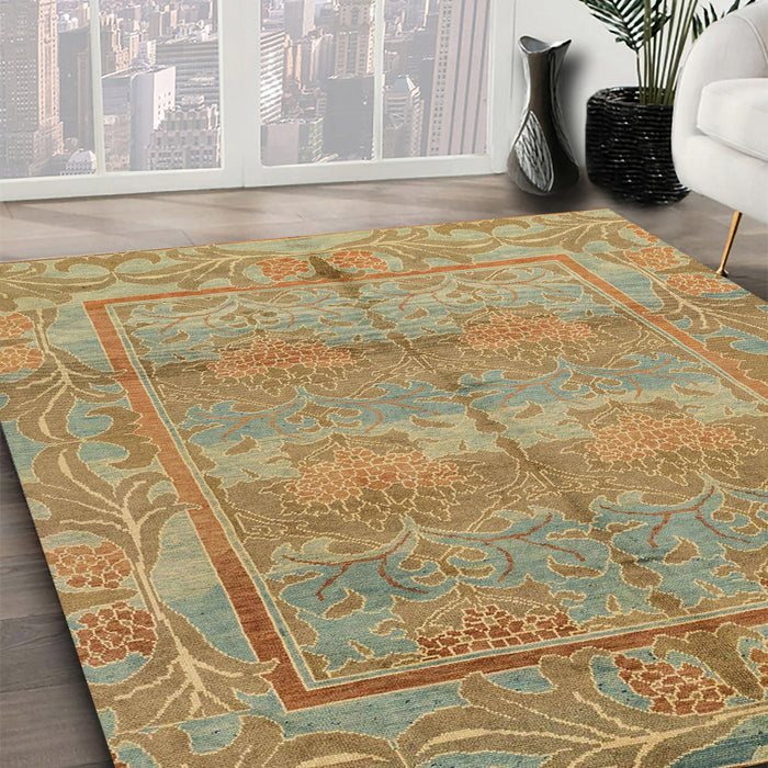 Machine Washable Abstract Metallic Gold Rug in a Family Room, wshabs1674