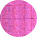 Round Oriental Pink Traditional Rug, abs1674pnk