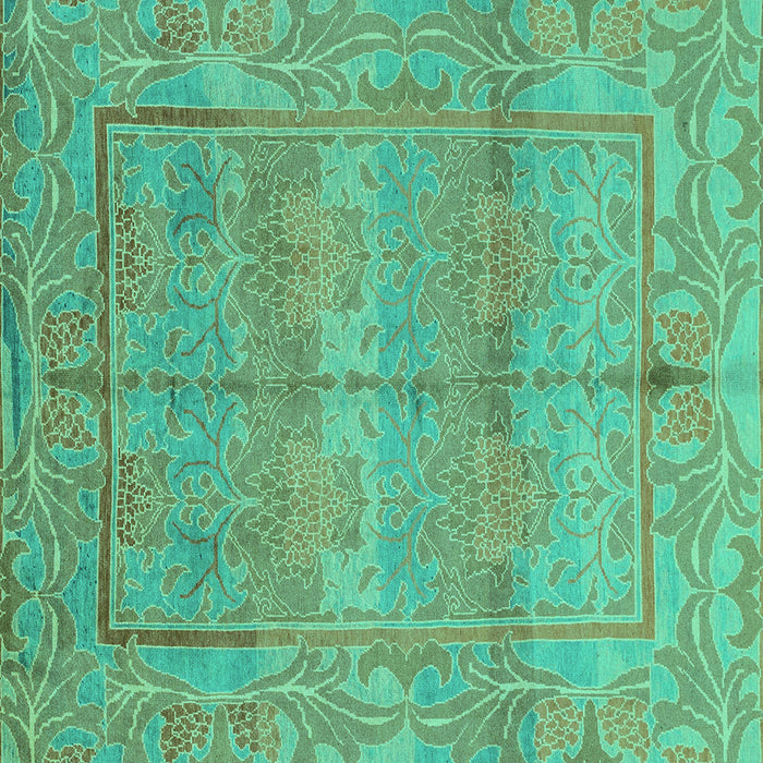 Square Oriental Turquoise Traditional Rug, abs1674turq