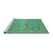 Sideview of Machine Washable Oriental Turquoise Traditional Area Rugs, wshabs1674turq