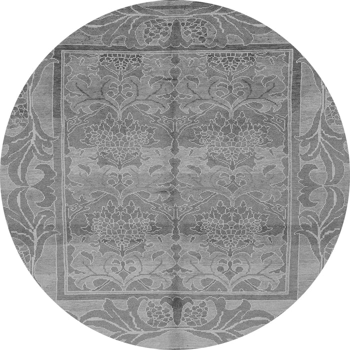 Round Machine Washable Oriental Gray Traditional Rug, wshabs1674gry