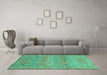 Machine Washable Oriental Turquoise Traditional Area Rugs in a Living Room,, wshabs1674turq