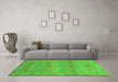 Machine Washable Oriental Green Traditional Area Rugs in a Living Room,, wshabs1674grn