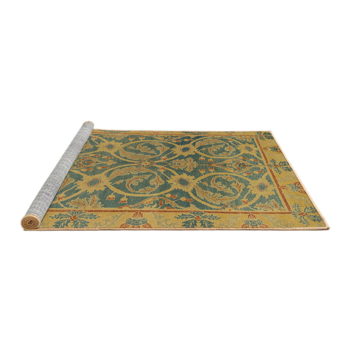 Sideview of Machine Washable Abstract Gold Rug, wshabs1675