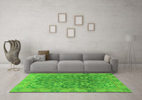 Machine Washable Abstract Green Modern Rug, wshabs1675grn