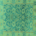 Square Abstract Turquoise Modern Rug, abs1675turq