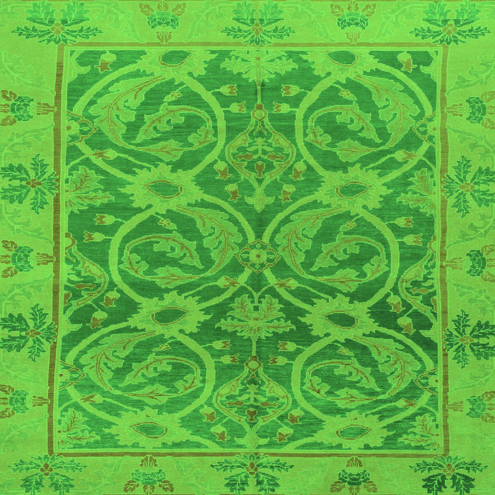 Square Machine Washable Abstract Green Modern Area Rugs, wshabs1675grn
