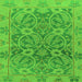 Square Machine Washable Abstract Green Modern Area Rugs, wshabs1675grn