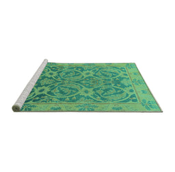 Sideview of Machine Washable Abstract Turquoise Modern Area Rugs, wshabs1675turq