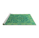 Sideview of Machine Washable Abstract Turquoise Modern Area Rugs, wshabs1675turq