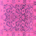 Square Machine Washable Abstract Pink Modern Rug, wshabs1675pnk