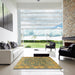 Square Abstract Gold Modern Rug in a Living Room, abs1675