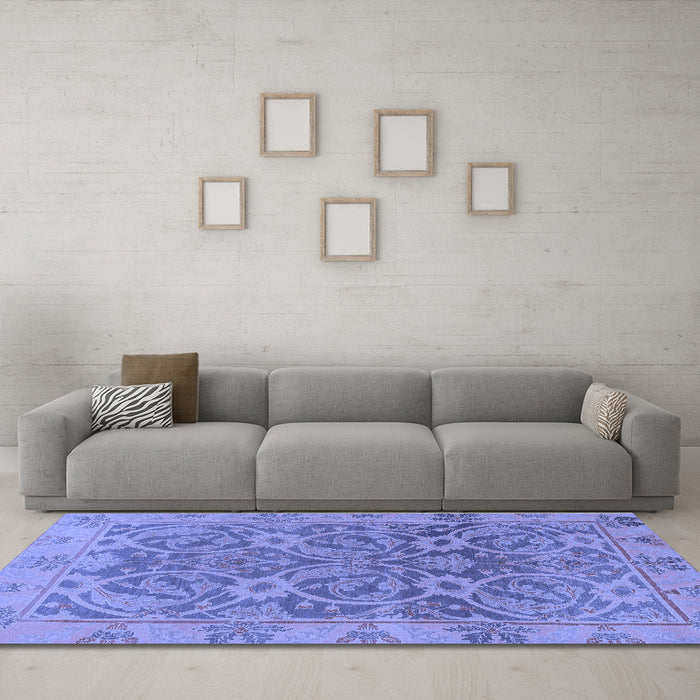 Machine Washable Abstract Blue Modern Rug in a Living Room, wshabs1675blu