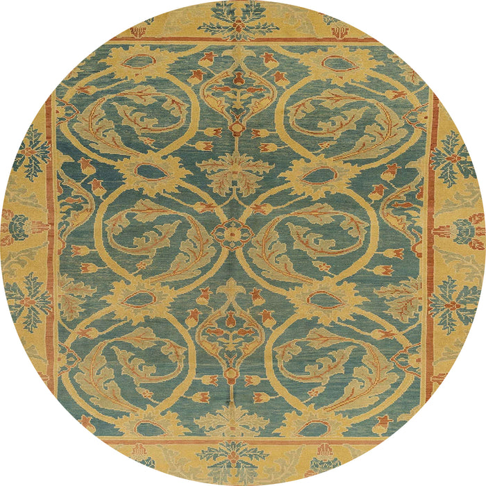 Round Machine Washable Abstract Gold Rug, wshabs1675