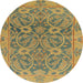 Round Machine Washable Abstract Gold Rug, wshabs1675