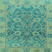 Square Machine Washable Abstract Light Blue Modern Rug, wshabs1675lblu