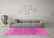 Machine Washable Abstract Pink Modern Rug in a Living Room, wshabs1675pnk