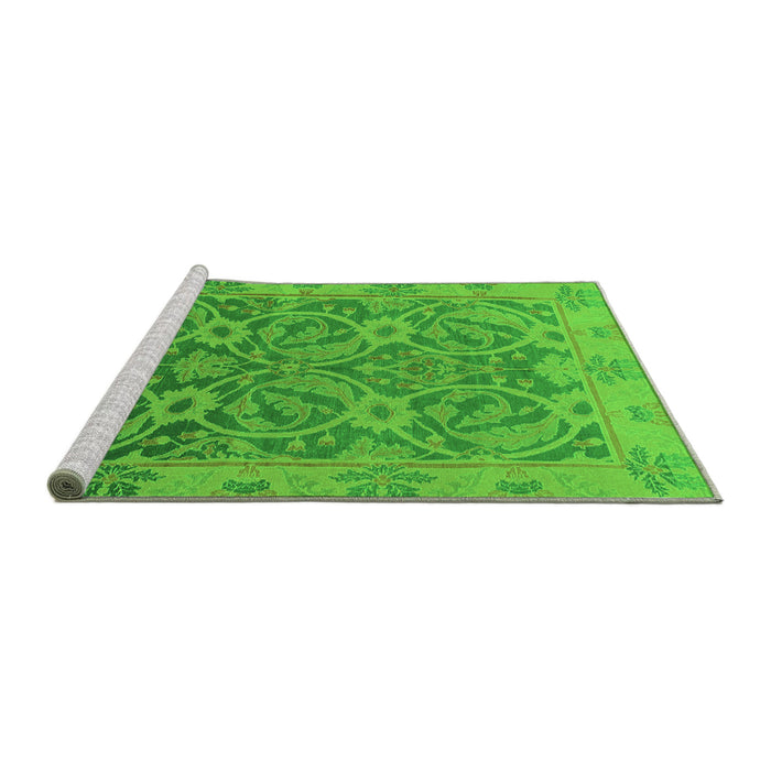 Sideview of Machine Washable Abstract Green Modern Area Rugs, wshabs1675grn