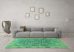 Machine Washable Abstract Turquoise Modern Area Rugs in a Living Room,, wshabs1675turq