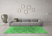 Machine Washable Abstract Emerald Green Modern Area Rugs in a Living Room,, wshabs1675emgrn