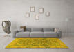 Machine Washable Abstract Yellow Modern Rug in a Living Room, wshabs1675yw