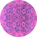 Round Machine Washable Abstract Purple Modern Area Rugs, wshabs1675pur