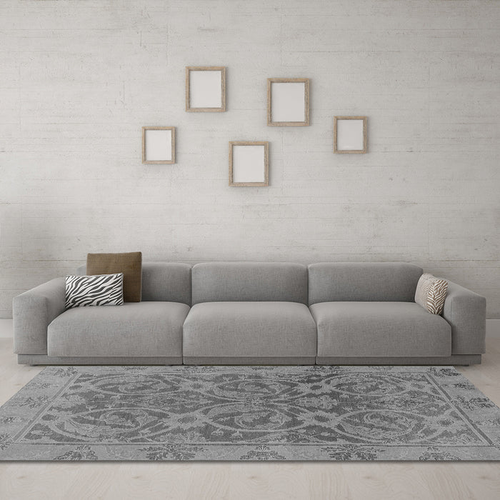 Machine Washable Abstract Gray Modern Rug in a Living Room,, wshabs1675gry