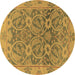 Round Abstract Brown Modern Rug, abs1675brn