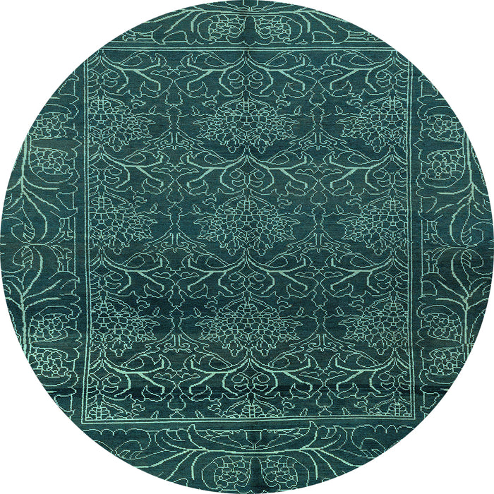 Round Machine Washable Persian Light Blue Bohemian Rug, wshabs1676lblu