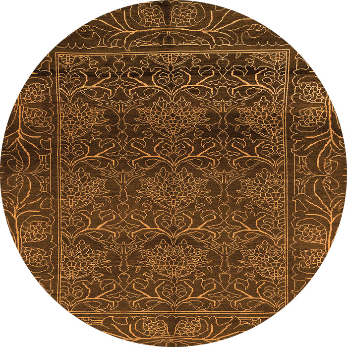 Round Machine Washable Persian Orange Bohemian Area Rugs, wshabs1676org