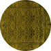 Round Persian Yellow Bohemian Rug, abs1676yw