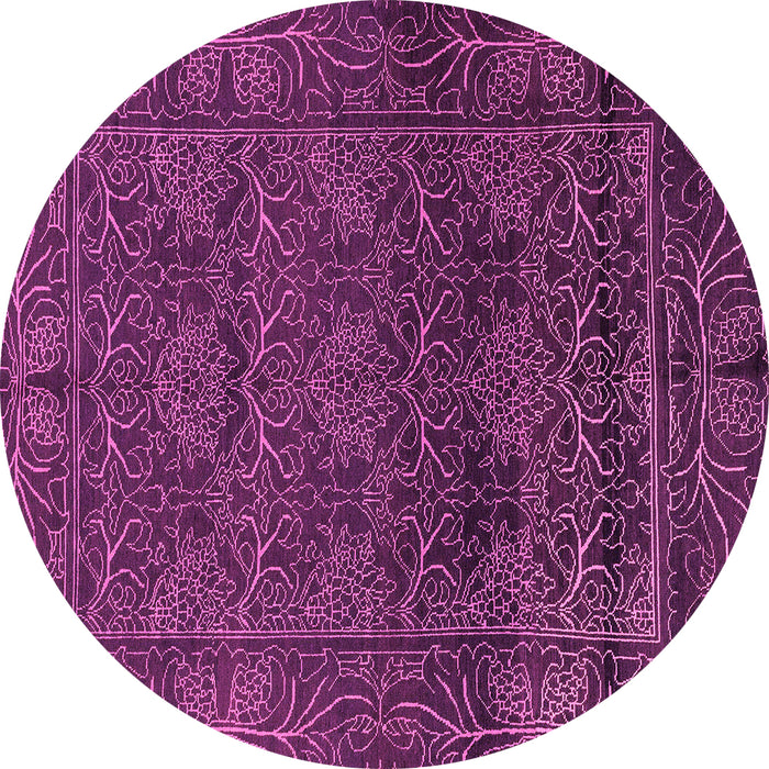 Round Machine Washable Persian Pink Bohemian Rug, wshabs1676pnk