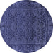 Round Machine Washable Persian Blue Bohemian Rug, wshabs1676blu