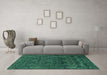 Machine Washable Persian Turquoise Bohemian Area Rugs in a Living Room,, wshabs1676turq