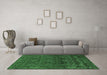 Machine Washable Persian Emerald Green Bohemian Area Rugs in a Living Room,, wshabs1676emgrn