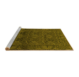 Sideview of Machine Washable Persian Yellow Bohemian Rug, wshabs1676yw