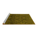 Sideview of Machine Washable Persian Yellow Bohemian Rug, wshabs1676yw