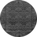 Round Machine Washable Persian Gray Bohemian Rug, wshabs1676gry