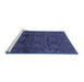 Sideview of Machine Washable Persian Blue Bohemian Rug, wshabs1676blu