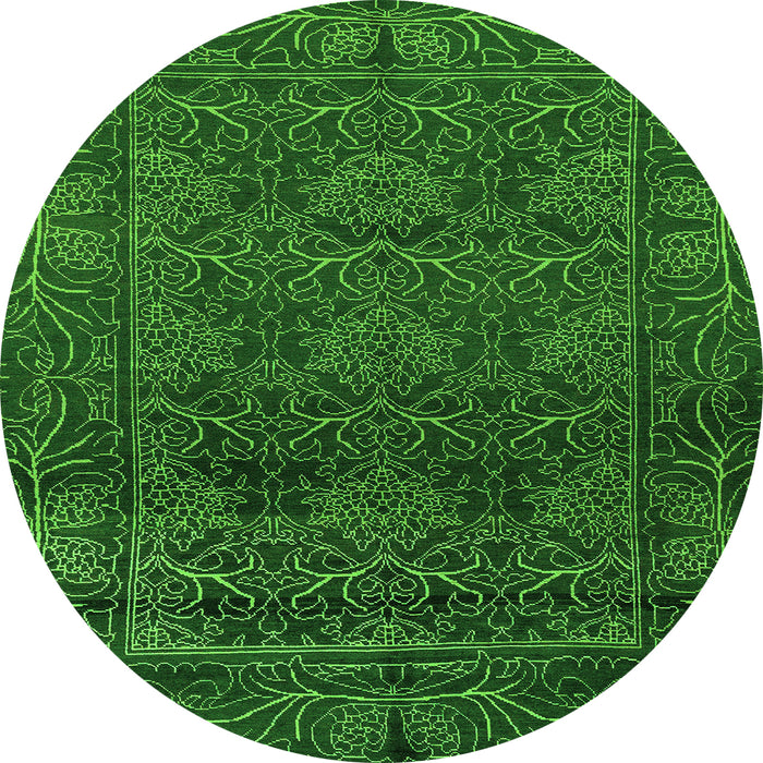 Round Machine Washable Persian Green Bohemian Area Rugs, wshabs1676grn