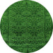 Round Machine Washable Persian Green Bohemian Area Rugs, wshabs1676grn