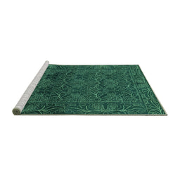 Sideview of Machine Washable Persian Turquoise Bohemian Area Rugs, wshabs1676turq