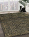 Machine Washable Abstract Dark Moccasin Green Rug in a Family Room, wshabs1676