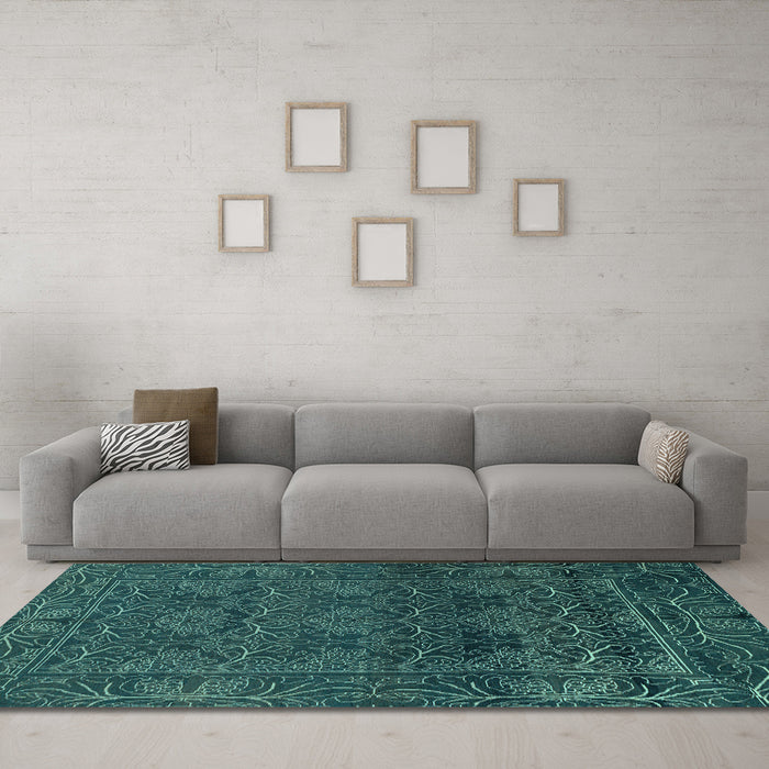 Machine Washable Persian Light Blue Bohemian Rug in a Living Room, wshabs1676lblu