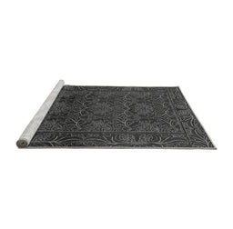 Sideview of Machine Washable Persian Gray Bohemian Rug, wshabs1676gry