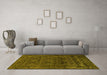 Machine Washable Persian Yellow Bohemian Rug in a Living Room, wshabs1676yw