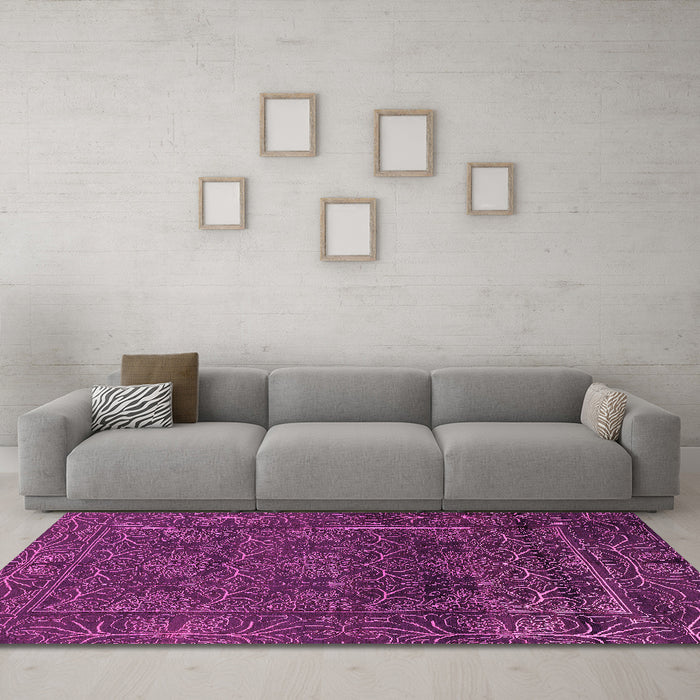 Machine Washable Persian Pink Bohemian Rug in a Living Room, wshabs1676pnk